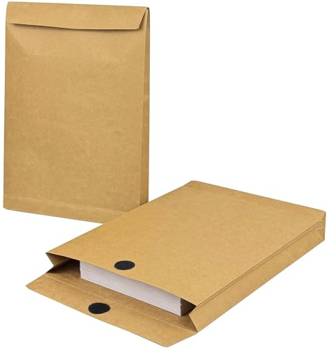 Neehows 15 Pack Large Expandable Envelopes, 9.3X 13 Big Mailing Envelopes | Hook-and-Loop Closure Brown Envelope for Document, Large Manilla Envelopes Anti Tear Kraft Catalog Envelopes for File Storage