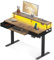 OffiGo Standing Desk with Drawers, 120cm Electric Height Adjustable Desk with Keyboard Tray, Computer Table with Monitor Stand, OfficeTable with Sockets and LED Light, Rustic Brown