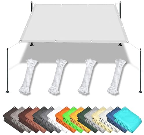 Imperméable Rectangulaire 130 x 800 cm Anti UV Contre Le Vent Toile Pergola Bache d'ombrage avec Le Kit de Fixation pour Pergola Fleurs Patio Lawn, Blanc