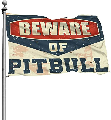Schlafzimmer-Türdekoration, Vorsicht vor Pitbull-Flagge, Veranda-Flagge, Zimmertür-Dekoration (152 x 244 cm)