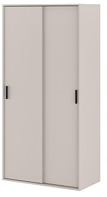 Homey - Armario de Dos Puertas Correderas con Altillo Modelo Alais para Dormitorios de Matrimonio e Infantiles, Color Beige, Medidas: 100 cm Ancho x 200 cm Alto x 50 cm Fondo