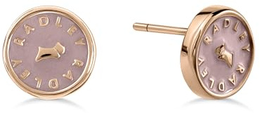 Radley 18ct Rose Gold Plated Pink Enamel Jumping Dog Round Earrings