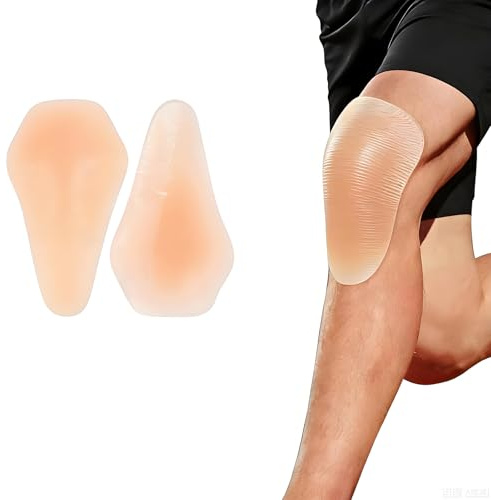 xutong 2 Stück Silikon Kniebandage Pads,Verdicken,Hautfarbe, Selbstklebend, Knieschutz für Sport,rutschfeste Kniepolster Zum Schutz Vor StößEn Und Verletzungen