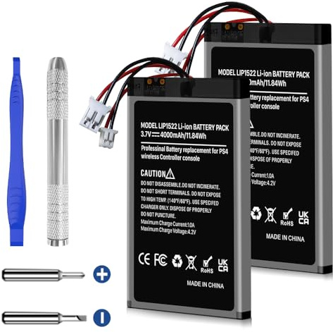 Batería de repuesto para mando de PS4, 4000 mAh, alta capacidad, para Sony PlayStation 4 Dualshock 4 V1 V2 Controller CUH-ZCT2 CUH-ZCT2E CUH-ZCT1E CUH-ZCT1U con herramientas