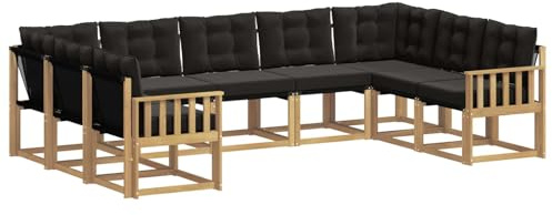 vidaXL Outdoor-Sofagarnitur mit Kissen 9 pcs Weiß und Schwarz, Garten, modernes Outdoor-Sofa-Set, wetterfestes Ensemble, Bequeme Terrassenlounge, vielseitige Sitzgruppe