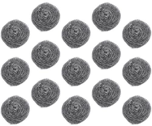 NULYLU Metallschrubber Spülbürste 15 Stück Topfreinigungsset mit Kratzfesten Stahlwolle Schwämmen für Küche und Grill