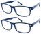 TBOC Lunettes de Lecture - [Pack 2 Unités] Dioptrie +3.00 Monture Bleu Femme Homme Unisexe Loupes de Vue de Repos de Près Ordinateur Travail Branches Charnières à Ressort