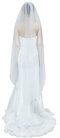 BEAUTELICATE Schleier Brautschleier Braut Hochzeit Softtüll Weiß Ivory Lang Kurz Ellbogenlang Mit Metall Kamm 1 Schicht V67 - Ivory/Cream - Gr. Knie länge:127cm