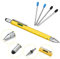 JESSTOLO 6 in 1 Multi Tool Pen, Tech Tool Pen with Ballpoint Pen, Touchscreen Stylus Pen, Ruler, Spirit Level, Flat-Head and Phillips Screwdriver Multifunction Tool with 4 Pen Refills for Men, Yellow