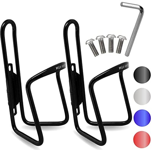 HiLo sports 2er Set Flaschenhalter Fahrrad - [Mit Schrauben & Werkzeug] - Rostfreie Fahrrad Trinkflaschenhalterung aus Aluminium - Getränkehalter Fahrrad