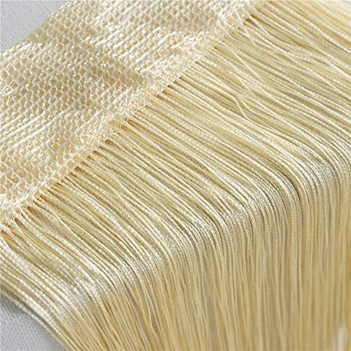 GLITZFAS Vorhänge 100 x 200 cm Fadengardine Fadenvorhang Wandvorhang Schaufensterdekoration, Dekorative Gardine Raumteiler Fliegenschutz für Hochzeit, Café, Restaurant (Beige)