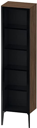 Duravit XViu XV1376 Hochschrank mit Glastür stehend, Anschlag rechts, 500x360 mm, Höhe 1770 mm, Farbe (Front/Korpus): schwarz matt/nussbaum dunkel - XV1376RB221