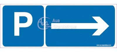 AUA SIGNALETIQUE - Panneau Parking Direction Droite-B - 960x360 mm, Aluminium Dibond 3mm