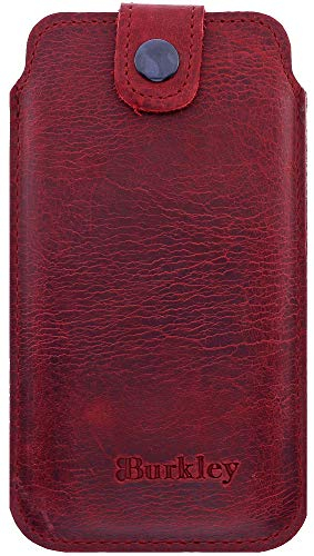 Burkley Handyhülle für iPhone 11 Hülle Leder-Hülle kompatibel mit Apple iPhone 11 - Rindsleder Case Pocket Sleeve (Antik Rot)