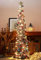 HMASYO 5FT/1.5M Pop Up Christmas Tree with Timer Lights, Silver Tinsel Christmas Tree, Collapsible Artificial Pencil Tree Xmas Decoration for Indoor Home Apartment Porch Party, Easy Assembly