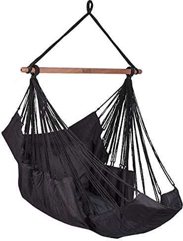 Tropilex Hanging Chair Outdoor | Handcrafted | Hammock Swing Waterproof Durable | Kids Adults | Garden Camping Bedroom | Sereno Black