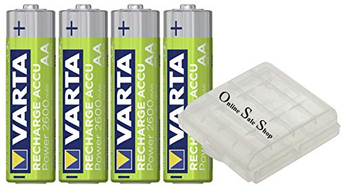 4X für AA Akku Mignon NiMH 2600mAh Ready to use Bulk + 1x OSS Batteriebox/Akkubox zu Aufbewahrung von 4 STK. Mignon (AA) oder Micro (AAA) Batterien und Akkus