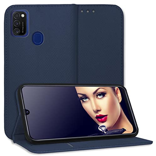 mtb more energy® Schutz-Tasche Smart Magnet kompatibel mit Samsung Galaxy M30s, Galaxy M21 (6.4'') - blau - Bookstyle - Klapp-Cover Hülle Wallet Case