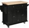 HOMCOM Desserte ilôt de Cuisine Multi rangements 2 tiroirs 2 Placard 2 Portes avec étagère Range-Bouteille Porte-torchons et étagère réglable MDF Noir hévéa