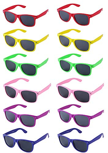 LFYXCW Lot de 12 Lunettes de Soleil Couleur Plastique pour Adulte Pack de Fete (6Couleur)