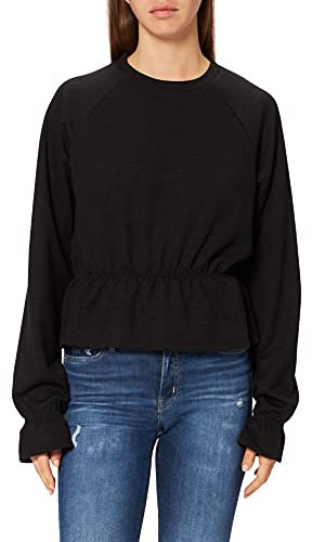 NA-KD Flounce Detail Jersey Top Blusas, Negro, S para Mujer