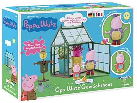 TOOMIES E73339 Tomy Spielzeugset. Peppa Wutz Gewächshaus für Kinder zum selber Pflanzen. Set inkl. Grassamen, Kreativset für Jungen und Mädchen ab 4 Jahren, Spielzeug für Kleinkinder, Muticoloured