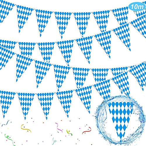 20M Oktoberfest Wimpel Girlande,Oktoberfest Girlande Banner 2 Stück *10m,Oktoberfest Girlande Party Wimpelkette,Oktoberfest Bayrische Dekoration,Outdoor Innen Dekoration Bayern