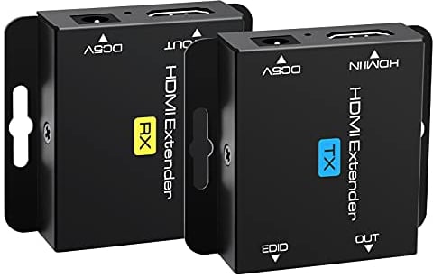 VEDINDUST HDMI Extender 200ft Über Cat5e/Cat6 Kabel - Ethernet RJ45 Auf HDMI Übertragung - Repeater Adapter Unterstützt EDID 1080p 3D HDCP POC (Benötigt Nur TX-Strom)