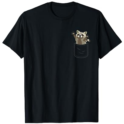 Niedlicher Waschbär Marder Brusttasche Raccoon T-Shirt