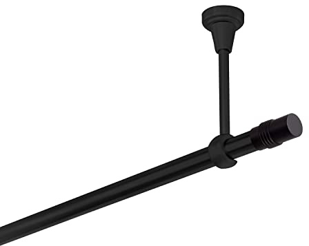 Bastone per tende nero, 420 cm, 1 binario, 19 mm, in metallo, fissaggio a soffitto, cilindro