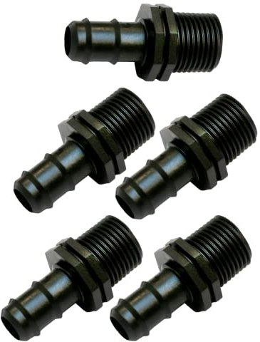 acquaverde Raccordo Portagomma e Filettato Maschio, Connettore Giunto per Tubi Irrigazione - Orto Facile (5, 20 mm x 1/2)