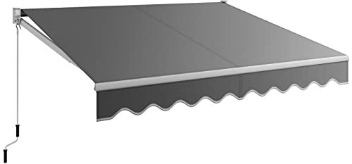 RELAX4LIFE Toldo Lateral Retráctil con Manivela y Inclinación 40°-100°, Toldo Retráctil Exterior de Poliéster Anti-UV con Marco de Aluminio para Puerta, Ventana, Terraza, Balcón (Gris, 295x250cm)