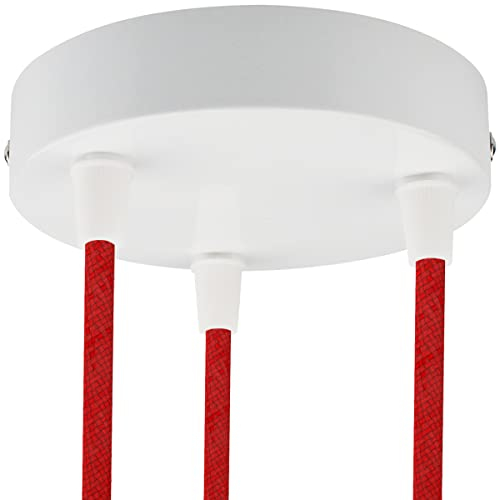 ZOHAR Deckenbaldachin 1 Stück 3-fach Lampenbaldachin Kit Decken-Baldachin mit Zugentlastung Klemmnippel Deckenrosette zur Lampenaufhängung an der Decke zur Montage von Pendelleuchten aus Metall Weiß