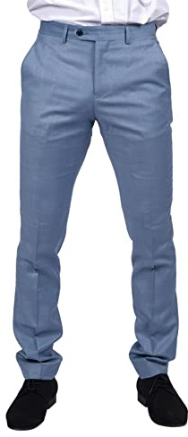 Mens Light Blue Sky Trousers Classic Stitch Wedding Summer Prom Classic - Blue 34