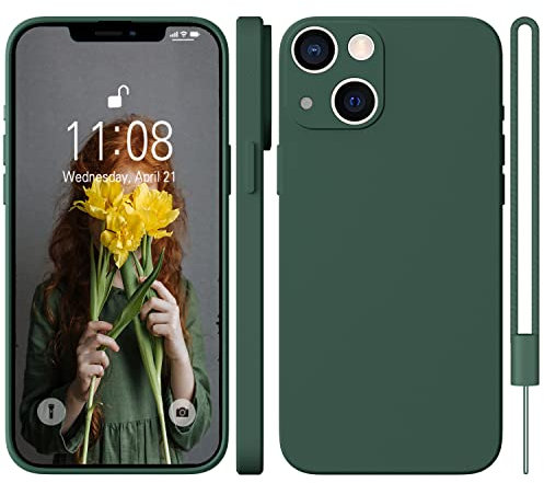 WXX for iPhone 13 Case Silicone Camera Protection Ultra Slim Case Soft Gel Cover Rubber Lightweight Anti-Scratch for iPhone 13 Phone Case Compatible for iPhone 13 Dark Green