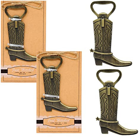 yueton 4 x Cowboy-Flaschenöffner, Legierung, kreativer Bier- und Weinflaschenöffner, für Hochzeiten, Partys, mit exquisiter Verpackung