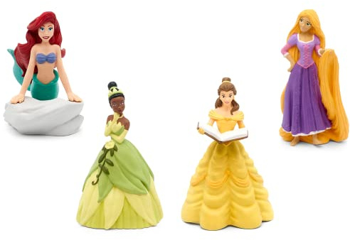 tonies Collection Princesses Disney, 4 Personnages Tonie avec Histoire Audio et chansons pour conteuse Toniebox : Raiponce, Ariel, Tiana, Belle - boîte à Histoires Vendue séparément