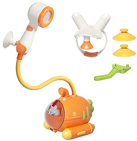 Ensemble de Jouets de Bain pour bébé, Jouet de Bain Flottant pommeau de Douche avec Jouets à Ventouse pour Tout-Petits Enfants Jouets Aquatiques Cadeau pour bébés Garcon Fille