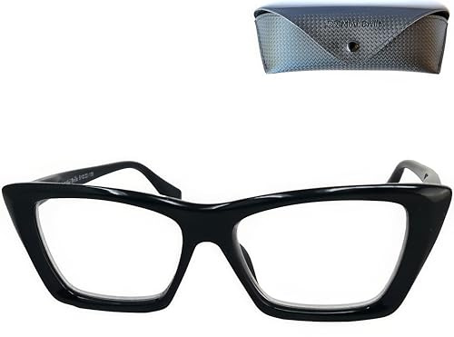Blaulichtfilter Lesebrille Damen mit UV-Schutz, Blaufilter, 2 Formen | Schwarzer dicker Rahmen: quadratisch oder markant kantig, mit transparenten Gläsern und Etui