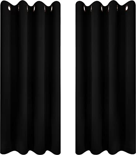 Utopia Bedding Verdunkelungsvorhänge mit Ösen thermovorhang 2er Set [135x240 cm, Schwarz] wärme und kälteisolierende und schalldämmende Vorhang Blickdicht für Wohnzimmer, Schlafzimmer & Büro