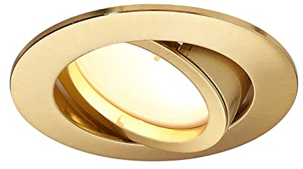 HCFEI LED Einbaustrahler dimmbar matt-gold Rund Schwenkbar 5W flach 230V Einbau-Spot Strahler Einbauspot 68mm Bohrloch, 120°Abstrahlwinkel, Neutralweiß 4000K (1er Pack)