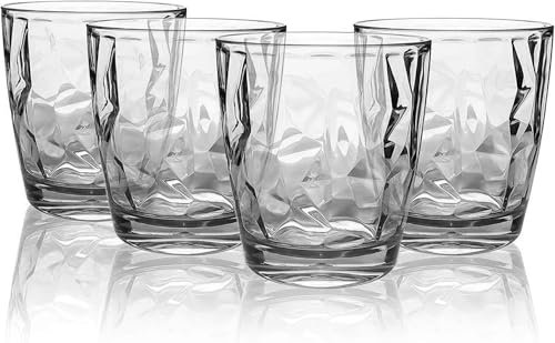 Topsky Camping Gläser 284ml Kunststoff Wasserbecher 4er Set, unzerbrechlich Kunststoff Gläser, Weinbecher, geeignet für heiße und kalte Getränke, spülmaschinenfest, stapelbar