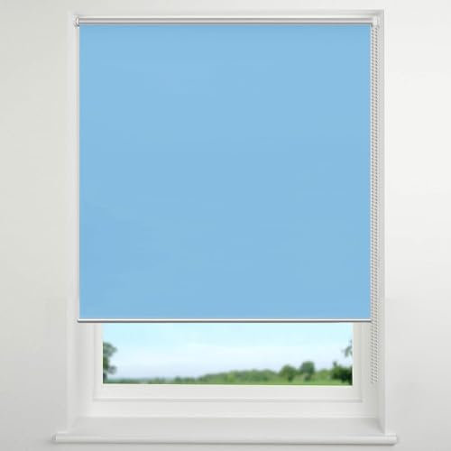Doppelrollo Klemmfix Ohne Bohren 55 x 90 cm Sonnenschutz Blickdicht Klemmfix Rollo Seitenzugrollo Höhe Stufenlos Verstellbar für Fenster und Türen, Himmelblau