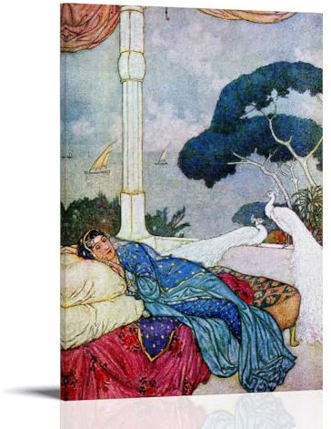 Edmund Dulac berühmte Malerwerke (Vision The Rubaiyat of Omar Khayyam) Druck Poster Leinwand Kunst und Wandkunst Bild Druck Moderne Familie Schlafzimmer Dekor 40 x 60 cm