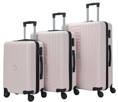 HOMEROKK PARIS Lot de 3 Valises 20/24/28 I Coque Rigide en ABS I Serrure à Code I 4 Roues à 360° I (Rose)