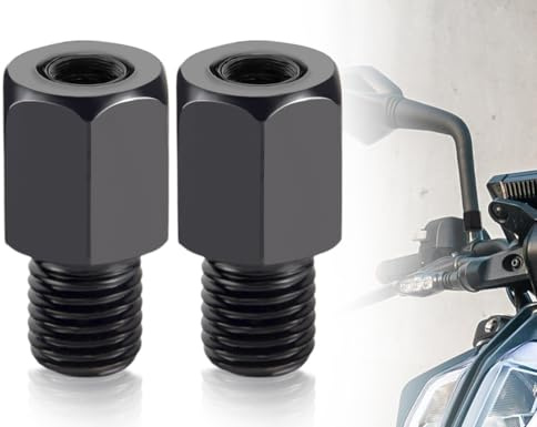 Lhbwhiz 2 Stück M8 auf M10 Rechtsgewinde spiegeladapter,Universal Motorrad Motorroller Spiegel Adapter,für Moped(Schwarz)