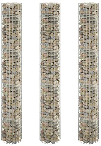 LAPOOH Gabionen-Hochbeete 3 STK. Rund Verzinkter Stahl Ø30x200 cm, Pflanzkübel, Kräuterbeet, Hochbeete-kit, Pflanztrog, Vertikalbeet, Pflanzgefäße - 152022