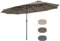 RELAX4LIFE Sombrilla Doble 470x280 cm, Sombrilla Terraza Exterior Grande con 12 Costillas, Manivela, Protección UV para Jardín, Terraza, Mercado, Plaza de Fiesta, Sin Base (Café)