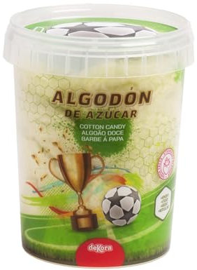 dekora - Zuckerwatte - Fertig zum Verzehr - Geschmack: Erdbeere - Inklusive Aufkleber mit Fußballmotiv - Glutenfrei, laktosefrei und mit natürlichen Farbstoffen - 30g