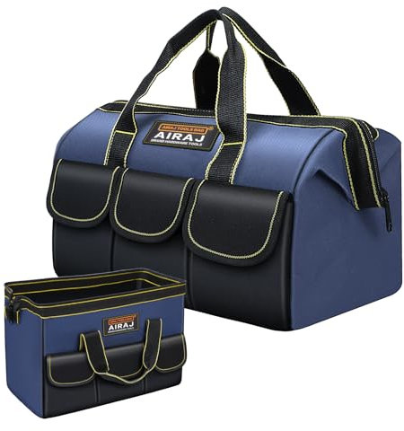 AIRAJ Werkzeugtasche Klein,37×21×26CM(16 Zoll),Werkzeugtasche Leer Großer Öffnung,Einfacher Zugriff Werkzeuge,Hochwertiges Oxford-Gewebe,Werkzeugkasten,Werkzeug-Organizer,Verabschieden Unordnung